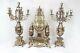 Brass Clock Set French Style Louis Xv With Marble