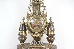 Brass Clock Set French style Louis xv with Marble