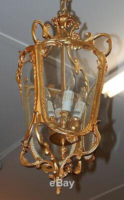 Bronze Dore French Bombe Louis XV Lantern Lamp Chandelier Mint Condition Small