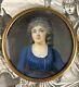 C. 1750s Antique French Portrait Miniature, Beautiful Woman Pearl Tiara, Louis Xv