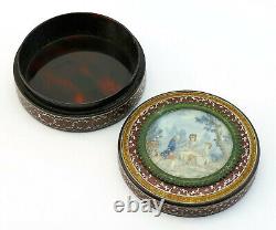 C1770, ANTIQUE 18thC FRENCH LOUIS XV VERNIS MARTIN LACQUER PAINTED SNUFF BOX