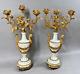 Candelabras Pair French Louis Xvi White Marble Bronze 19th Century Elegant Deco