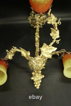Chandelier Louis XVI Style Knots & Vines Bronze & Glass French Antique
