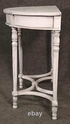 Chic Antique White Painted Demilune French Louis XVI Console Table