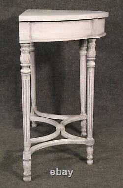 Chic Antique White Painted Demilune French Louis XVI Console Table