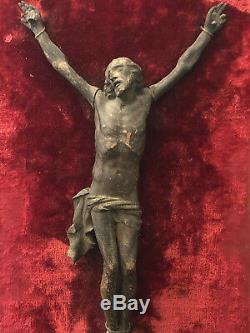 Christ Epoque Louis XIV Bois Sculpté Crucifix XVII ème Antique French 17th