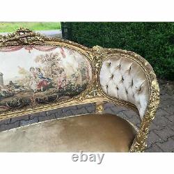 Contemporary New French Louis XVI Style Tan Sofa