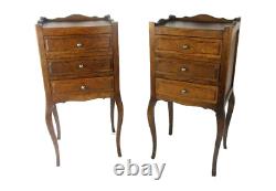 Couple French Louis XV/XVI Style Wooden Nightstands End Tables Chest of Drawers