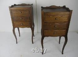 Couple French Louis XV/XVI Style Wooden Nightstands End Tables Chest of Drawers