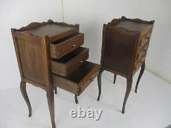 Couple French Louis XV/XVI Style Wooden Nightstands End Tables Chest of Drawers