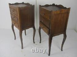 Couple French Louis XV/XVI Style Wooden Nightstands End Tables Chest of Drawers