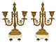 Delicate Antique Pair French Candlestick Bronze Marble Candelabra 19th Louis Xvi