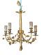 Delicate French Antique Bronze Louis Xvi Chandelier 5 Fires Foliage Ribbons 1930