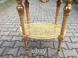 Elegant 1980s French Louis XVI Side Table with Pink Marble and Gilded Beech