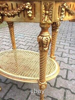 Elegant 1980s French Louis XVI Side Table with Pink Marble and Gilded Beech