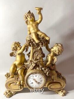 Elegant French Louis XVI Gilt Bronze Chimney Clock (1860-1880)