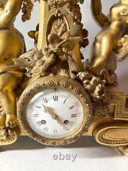 Elegant French Louis XVI Gilt Bronze Chimney Clock (1860-1880)