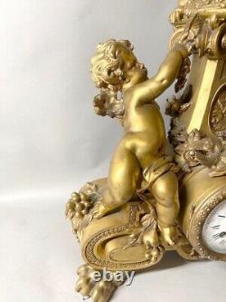 Elegant French Louis XVI Gilt Bronze Chimney Clock (1860-1880)