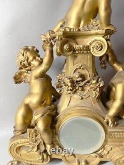 Elegant French Louis XVI Gilt Bronze Chimney Clock (1860-1880)