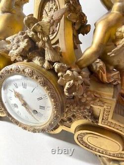 Elegant French Louis XVI Gilt Bronze Chimney Clock (1860-1880)