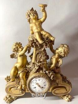 Elegant French Louis XVI Gilt Bronze Chimney Clock (1860-1880)