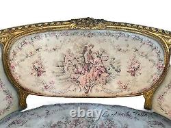 Elegant French Loveseat in Louis XVI Style Original Upholstery Fabric