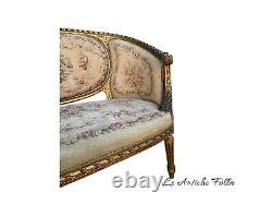 Elegant French Loveseat in Louis XVI Style Original Upholstery Fabric