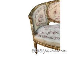 Elegant French Loveseat in Louis XVI Style Original Upholstery Fabric