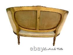 Elegant French Loveseat in Louis XVI Style Original Upholstery Fabric