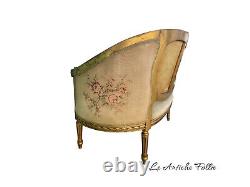 Elegant French Loveseat in Louis XVI Style Original Upholstery Fabric