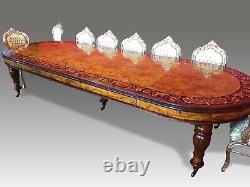 Elite 12.5ft Burr Walnut marquetry dining table bespoke made French polished