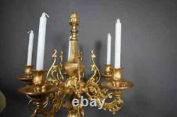 Exceptional Gilt Bronze French Louis XV Candelabra five Candles 30 Inches Tall