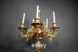 Exceptional Gilt Bronze French Louis XV Candelabra five Candles 30 Inches Tall