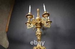 Exceptional Gilt Bronze French Louis XV Candelabra five Candles 30 Inches Tall