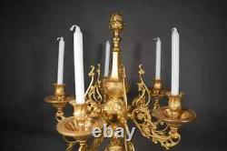 Exceptional Gilt Bronze French Louis XV Candelabra five Candles 30 Inches Tall