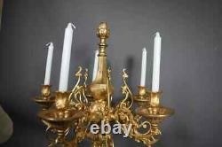 Exceptional Gilt Bronze French Louis XV Candelabra five Candles 30 Inches Tall