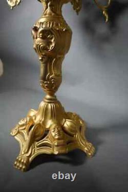 Exceptional Gilt Bronze French Louis XV Candelabra five Candles 30 Inches Tall