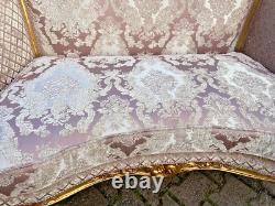 Exquisite 1900's French Louis XVI Corbeille Settee in Pink Damask