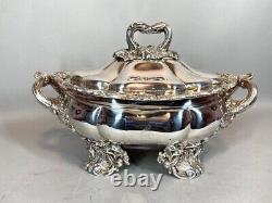 Exquisite 19th Cent. Antique French Silver Plated Coupe Bowl Jardiniere with Lid