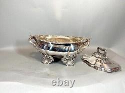 Exquisite 19th Cent. Antique French Silver Plated Coupe Bowl Jardiniere with Lid