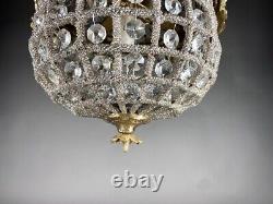 Exquisite French Louis XVI Small Chandelier in Antique Gold Finish