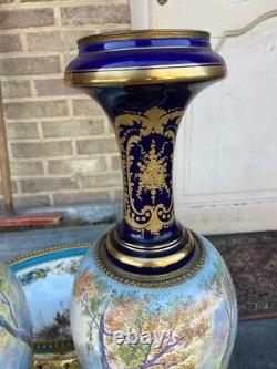 Exquisite Pair of 19th Century French Louis XVI Sevres Vases