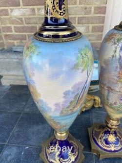 Exquisite Pair of 19th Century French Louis XVI Sevres Vases