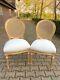 Exquisite Pair Of French Louis Xvi Cane Back Dining Chairs With Gold Leaf Finish