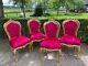 Exquisite Set Of 4 French Louis Xvi Dining Chairs Gold Beech With Red Fuchsia