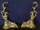 Exquisite Vintage French Bronze Rococo Andirons Chenets Louis Xv Style 1900's