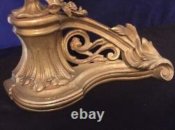 Exquisite Vintage French Bronze Rococo Andirons Chenets Louis XV Style 1900's