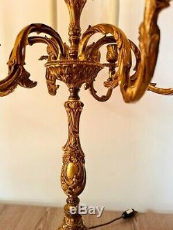 Extra large vintage French brass seven-light candelabra, Louis XV style ++++++