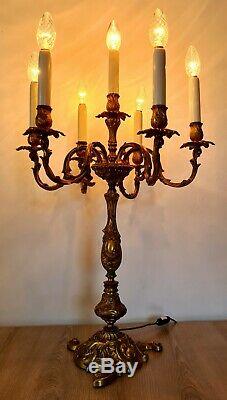 Extra large vintage French brass seven-light candelabra, Louis XV style ++++++