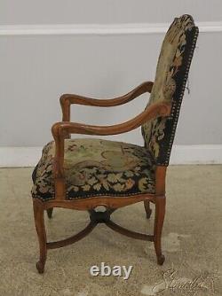 F57698EC French Louis XVI Vintage Needlepoint Throne Chair